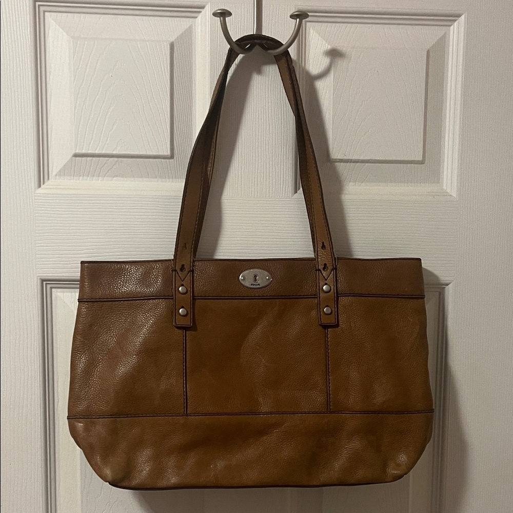 Fossil Brown Leather Tote Bag